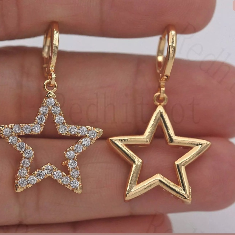 18k Gold White Topaz Earrings - Picture 2 of 3